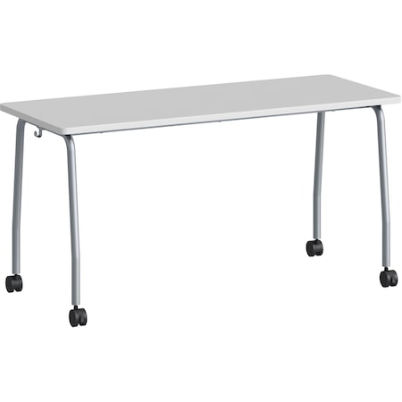 Lorell Mobile Training Table, 59" x 23.63" x 29.5", 300lb Capacity, White LLR60848
